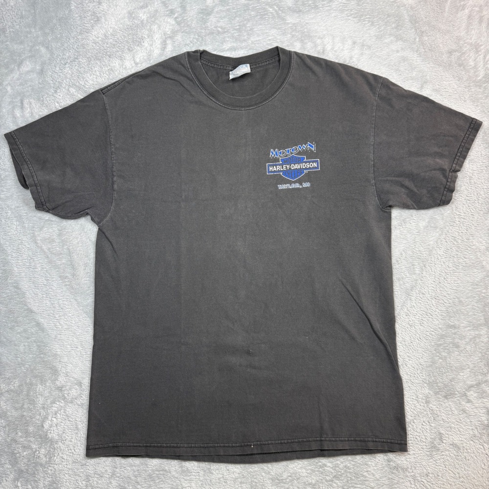 Vintage Harley Davidson T Shirt Mens L Black Motown Taylor Michigan Faded 90s